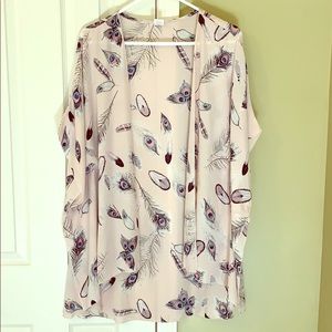 I Joah Large Short Sleeve Peacock Feather Wrap